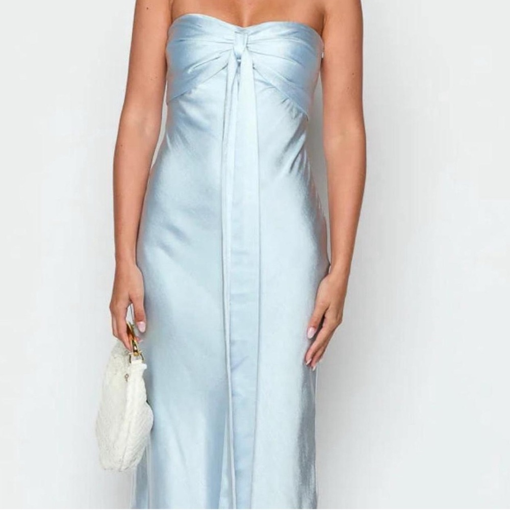 Blue Satin Maxi Dress